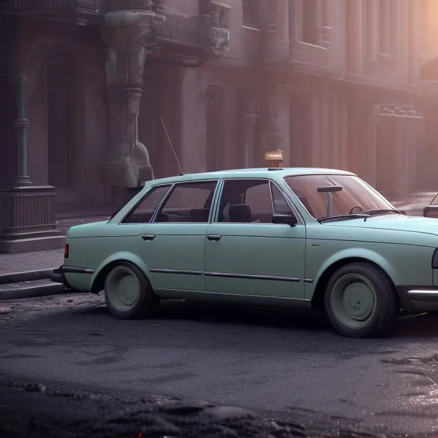 an old Audi a4 estate car ultra realistic,concept, 4k ,on street,8k resolution, high-quality, fine-detail, parked in crowded city winter