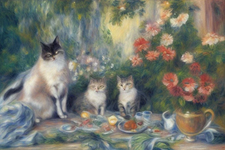 Zwei Katzen (auf der Terrasse) Auguste Renoir