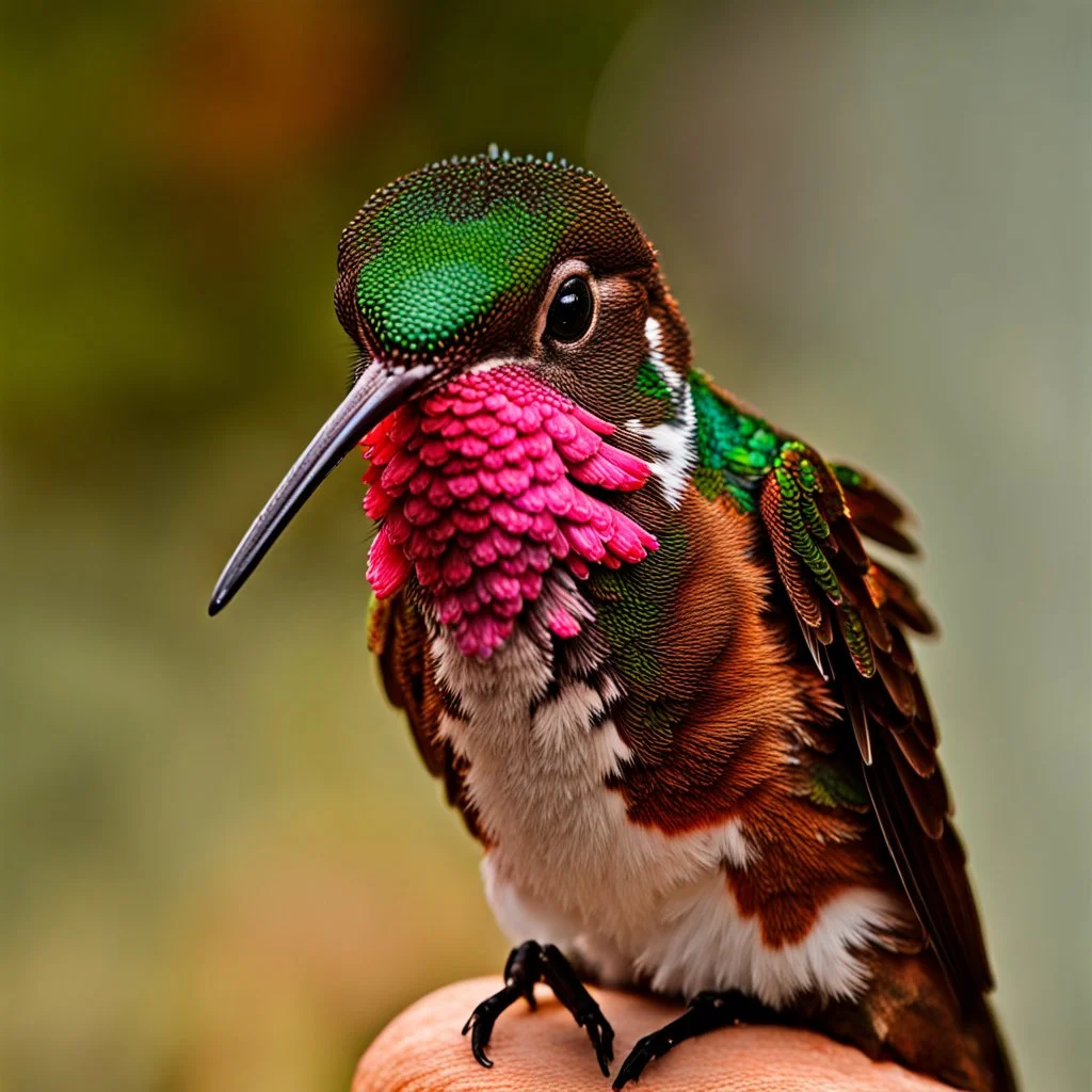 The head of a hummingbird on the body of a cat.