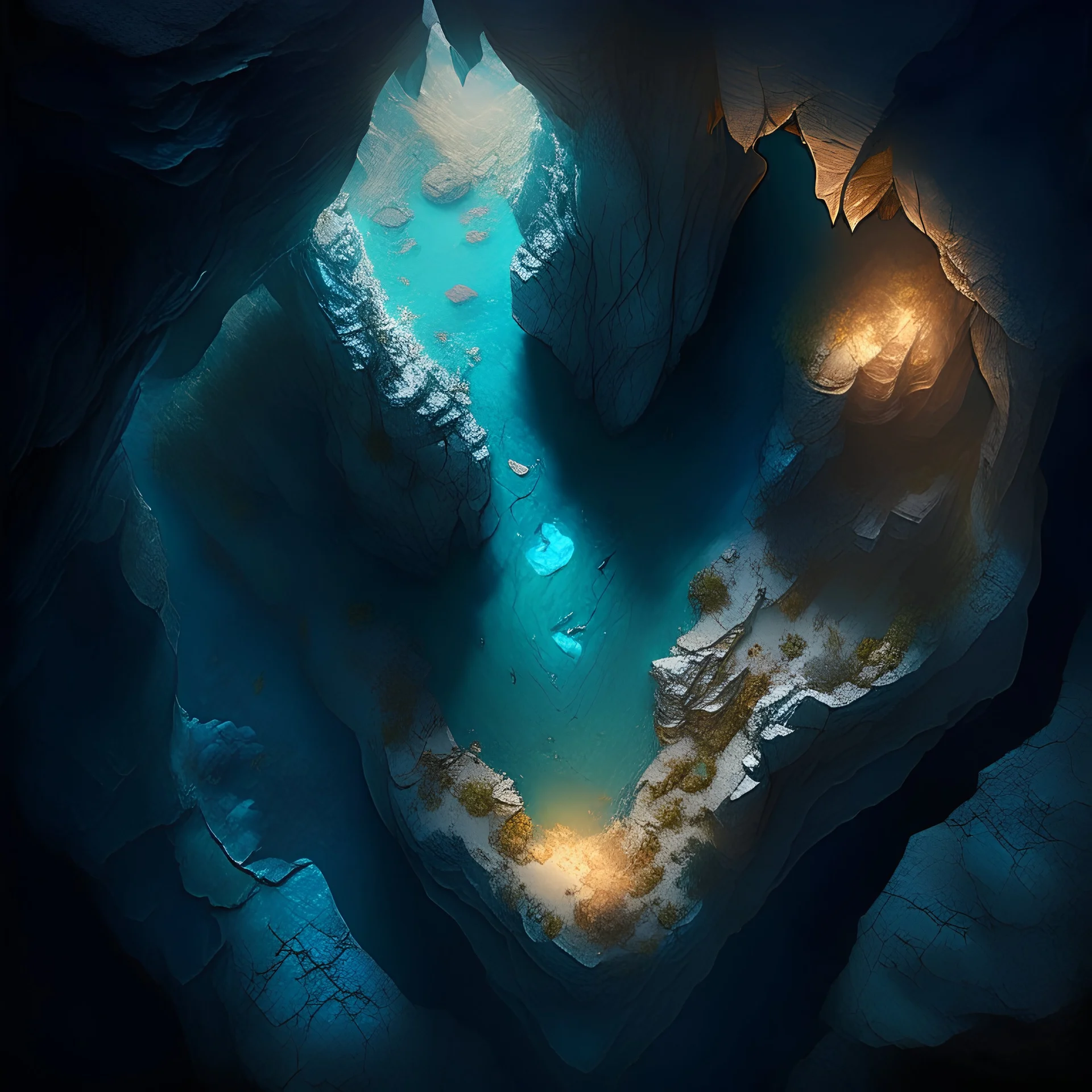 fantasy cave from above
