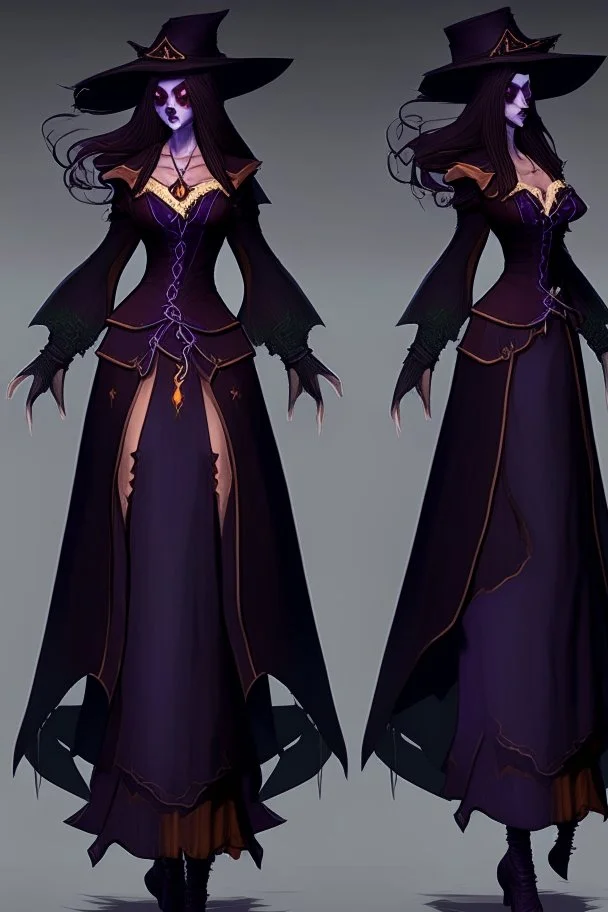 witch necromancer female dress turnaround