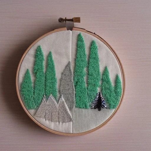 foggy forest embroidery hoop