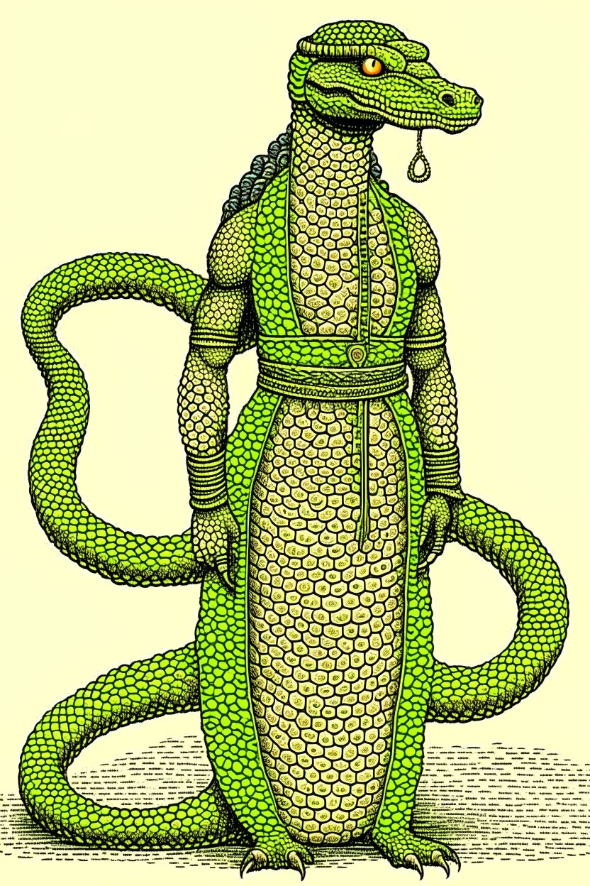 Mythical serpent dressed like a human