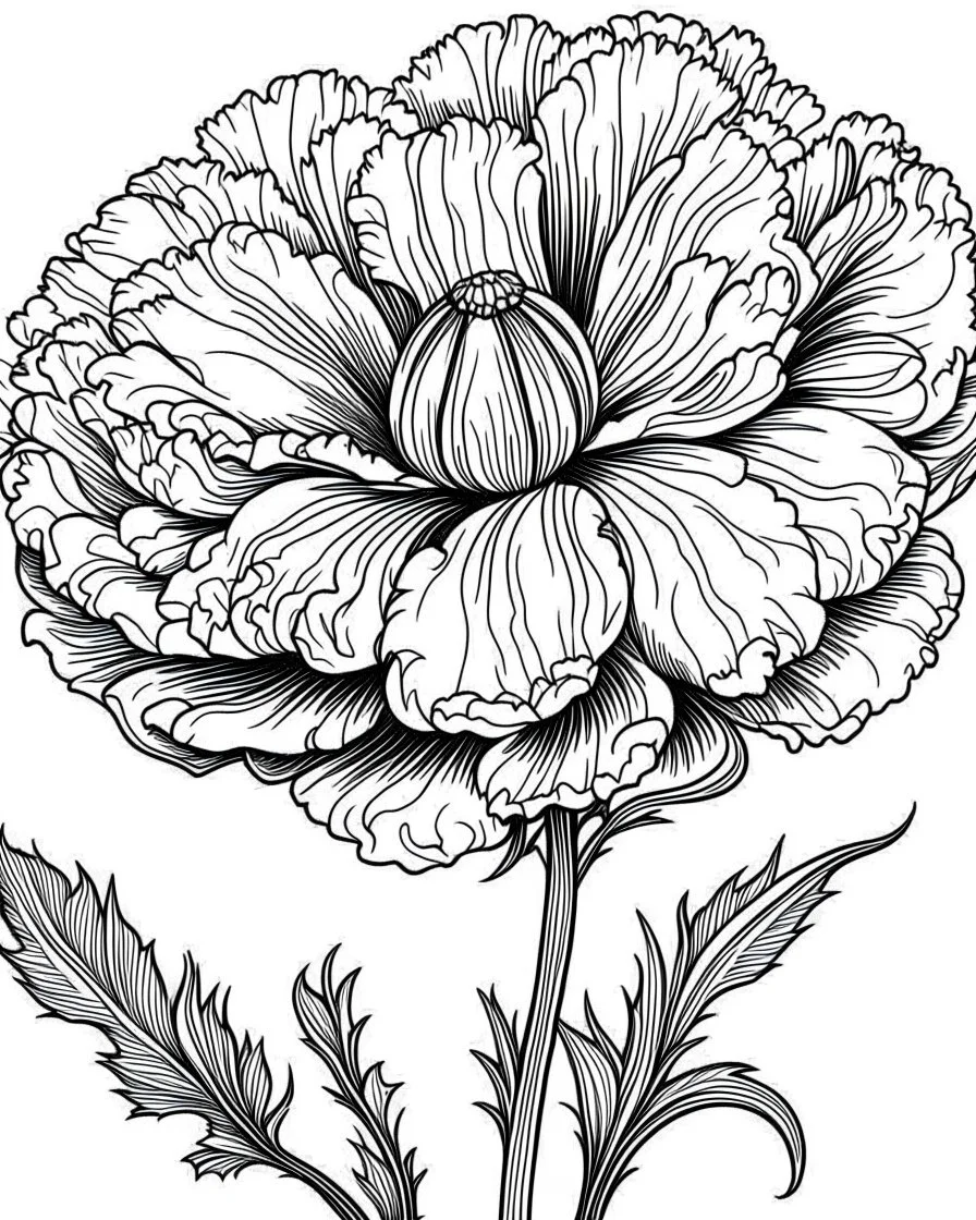 real massive Carnation flower coloring page