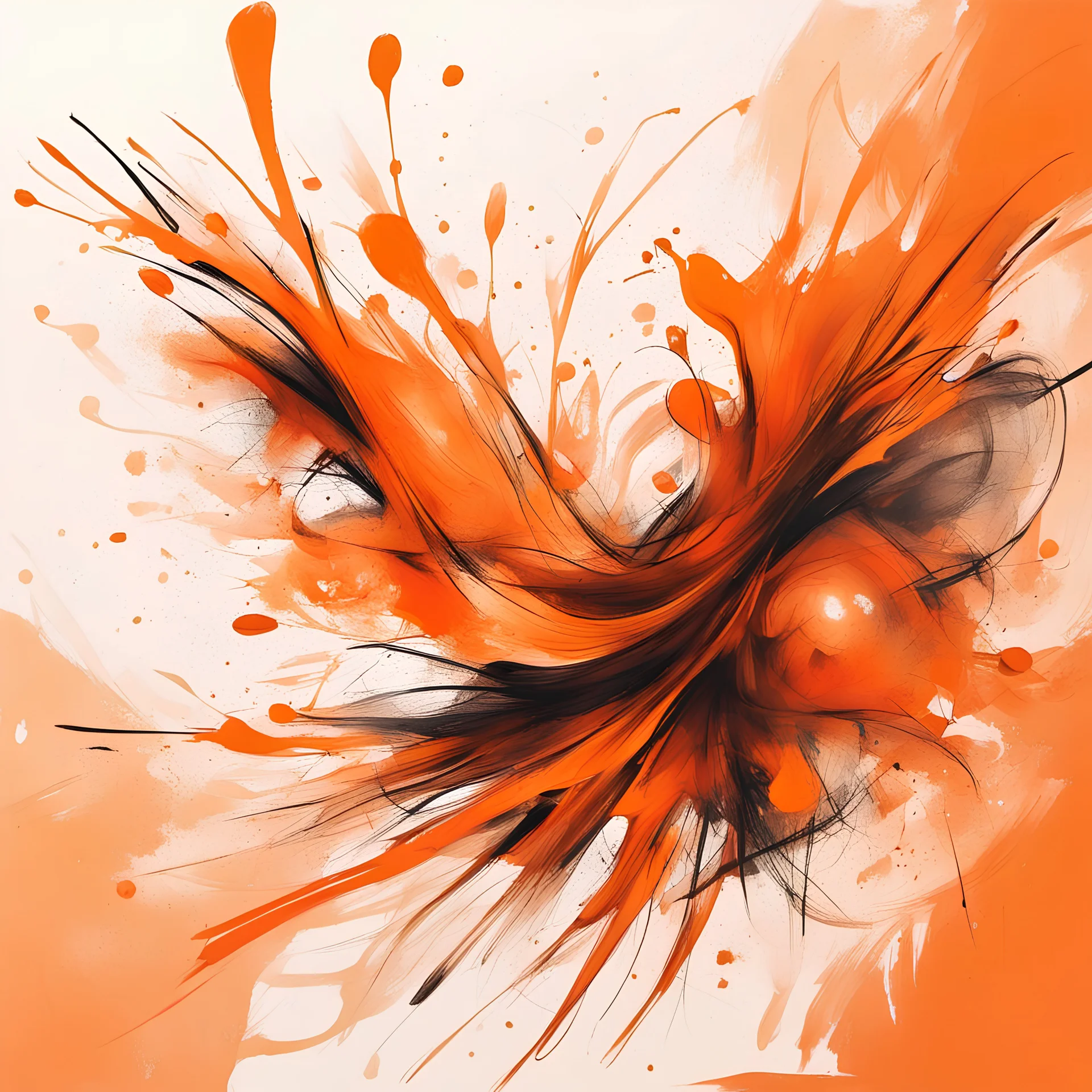 abstract emotional splashes sketch in orange tones