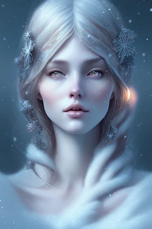 Wintertime Wonderland a Beautiful Hyperrealistic Digital Graphic in the Style of Charlie Bowater Julia Fox Monica Lee and Camilla D'Errico