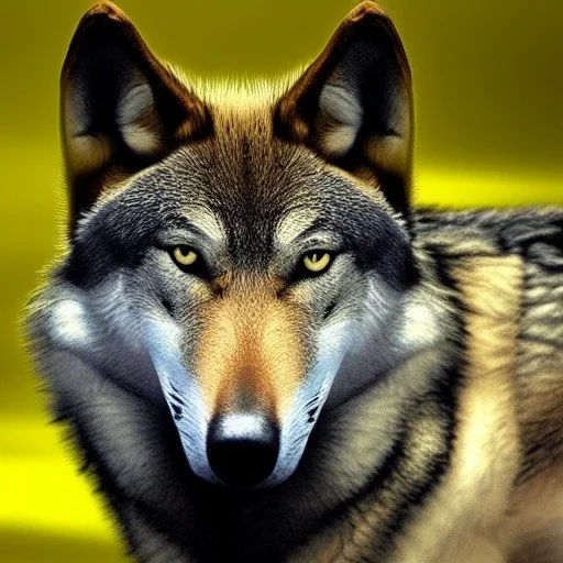 Black red and yellow wolf