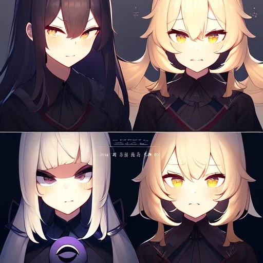  three seperate faces on three identical triplets, one face is expressing joy, second face is expressing sadness, third face is expressing anger.