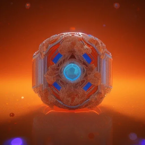 Ring made by wood roots and shreds of glass, orange diamonds sparkles, red rubi fragments around, blue lights reflexes, complex structure, gold details, intricate ring pattern,Unreal Engine 5, macro lens,sharp focus, photorealistic, hyper detailed, studio lighting, neon light ambient, cinematic