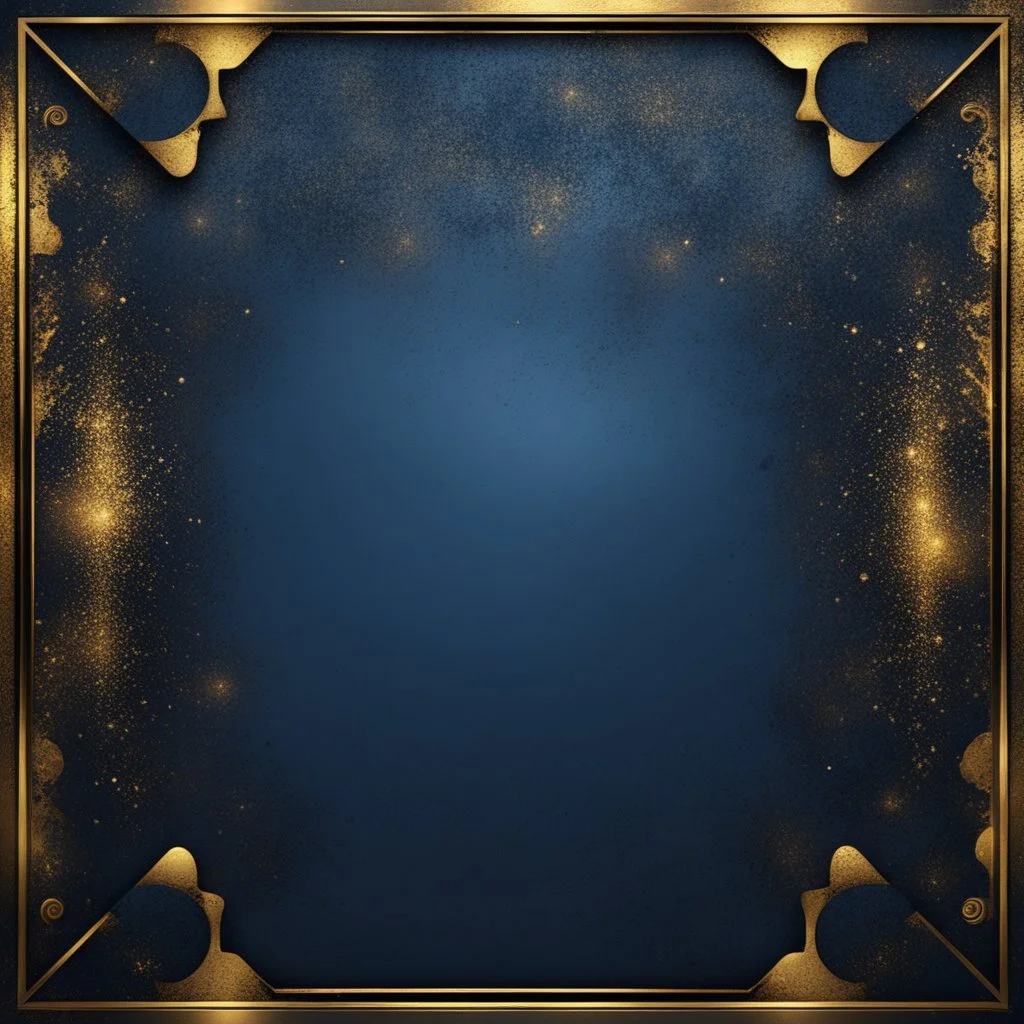 Hyper Realistic Black, Navy-Blue & Glowing-Golden Abstract Retro Grunge-Fancy-Frame-Texture