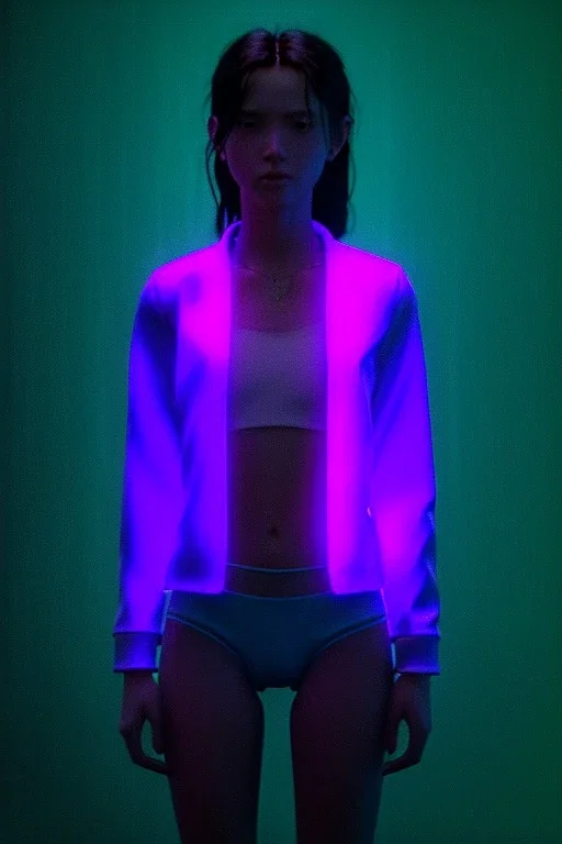 Ultra Realistic image, young brunette blonde woman, waist up portrait, small stature, small chest, yakuza full body tattoo, transparent latex coat, pink panties, rain, fog, hot, dark, leds, neon, cyberpunk, vibrant color, highly detailed, art stations, concept art, smooth, unreal engine 5, god rays, ray tracing, RTX, lumen lighting, ultra detail, volumetric lighting.