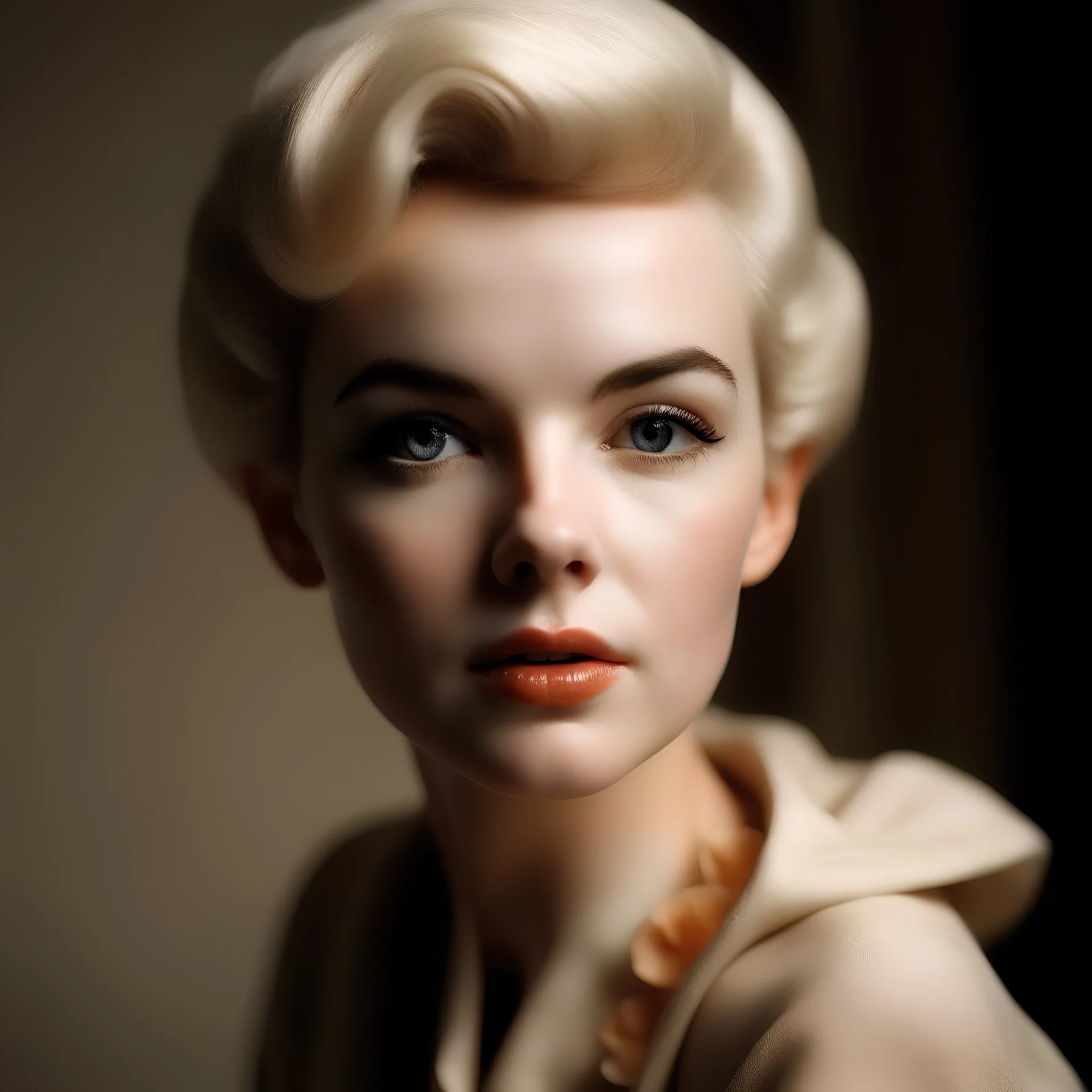 Hyper realistic, doll face, jean seberg