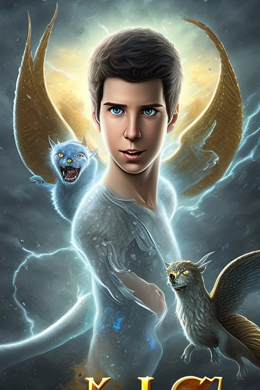 Percy Jackson with Zeus' thunderbolt