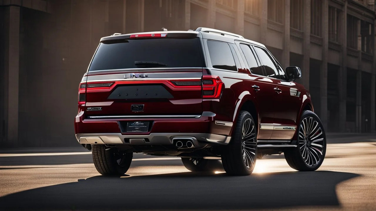 Lincoln Navigator Shelby GT500, rear view, cinematic, luxurious --chaos 80 --ar 16:9 --style raw --stylize 700