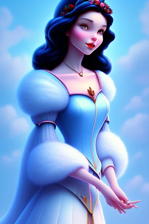 Snow white, beautiful, soft blue and pink sky