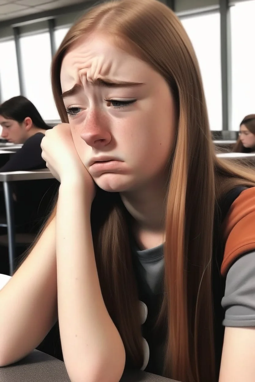 Laura bored in school crying