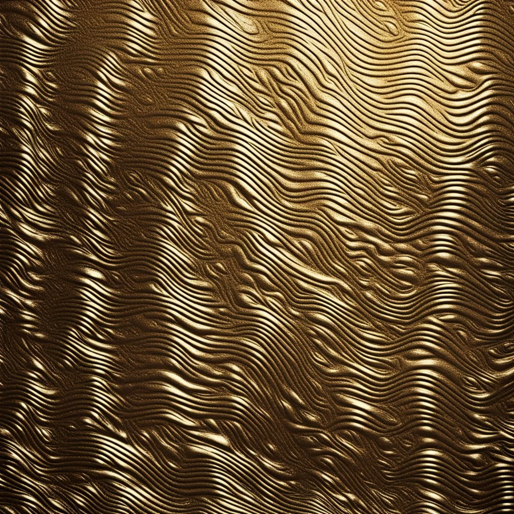 Hyper Realistic Grainy Grungy Metallic-Wave-Patterned-Golden Texture.