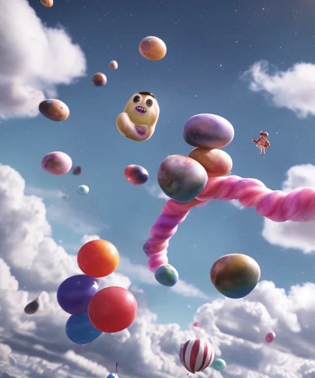 Ultra realistic speed clouds sky scene, wide angle view, strong men falling down with many Childs background, circus dress style, feather color, free jumping flying, many trinkets, hair monster, many jelly beans, balls, color smoke, smile, happy, extreme, wind, clouds sea, 20,000 feet altitude, stratosphere, soft color, highly detailed, unreal engine 5, ray tracing, RTX, lumen lighting, ultra detail, volumetric lighting, 3d, finely drawn, high definition, high resolution.