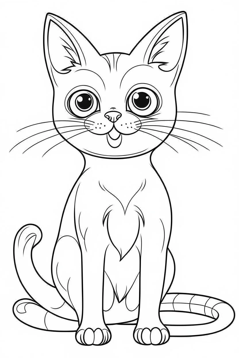 coloring page for kids, CAT , cartoon style, thick outline, low details, no shading, no color