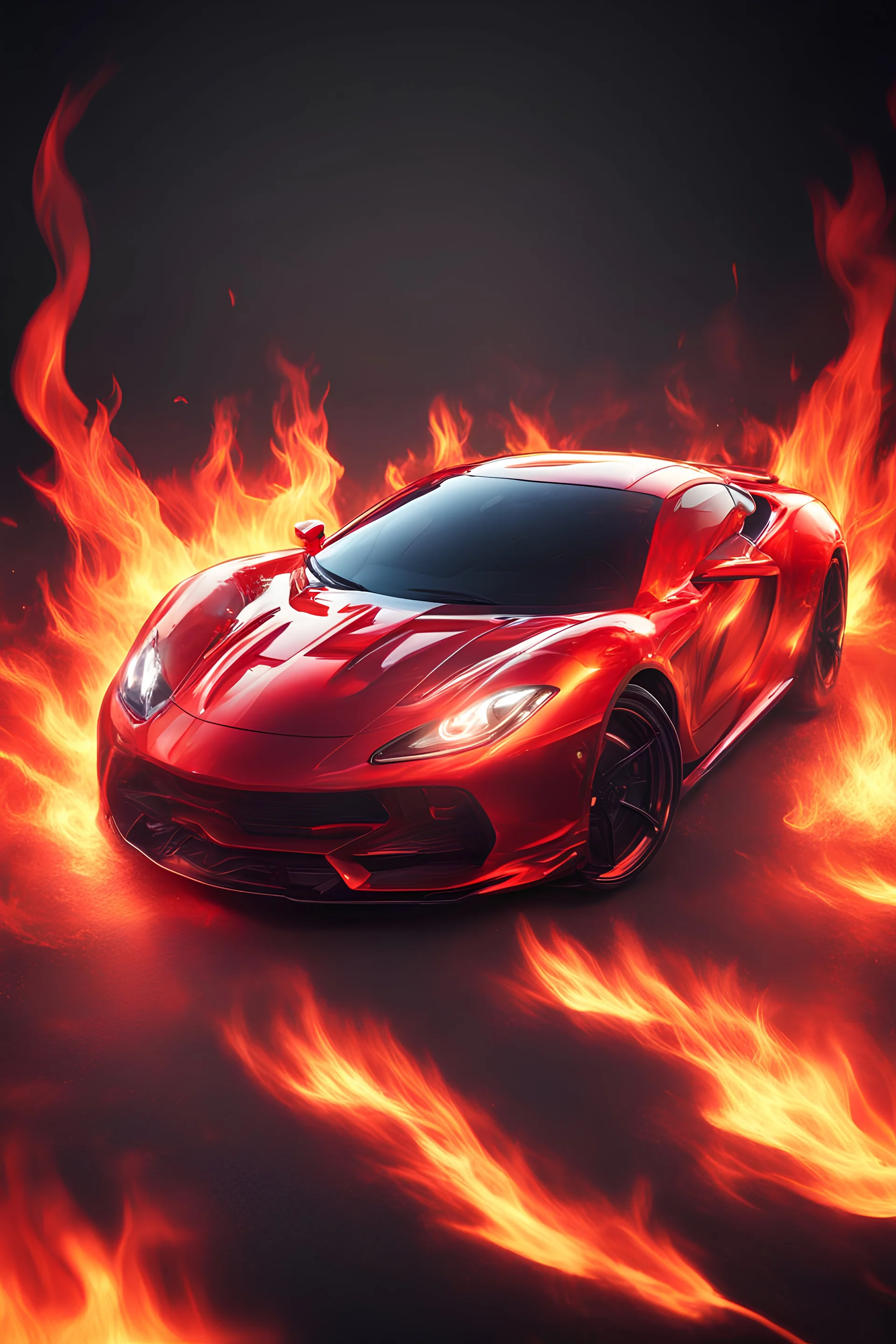 red Sports car coming out of flames gaming YouTube logo