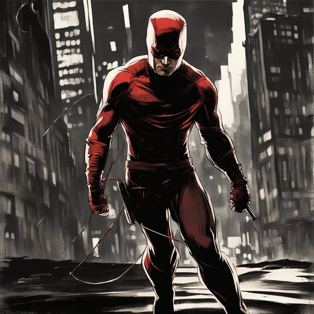 Compose a gripping and atmospheric narrative for a dark and intense Daredevil