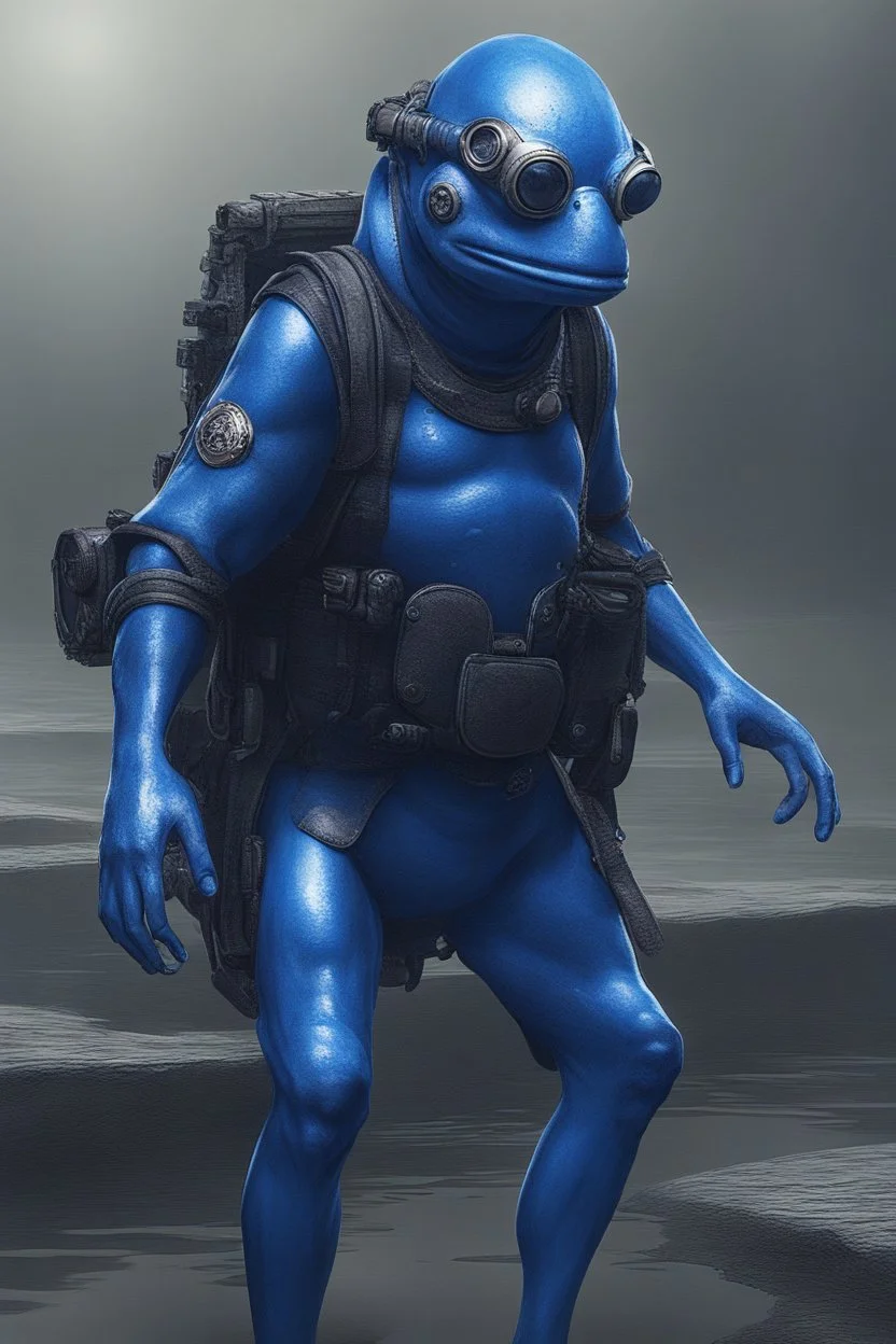 blue frogman spy humanoid medival