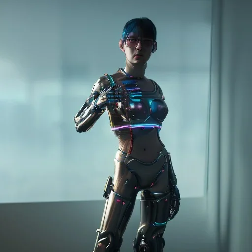 Cyberpunk outfit cyborg girl unreal 5, octane render,cinema4d, dynamic lighting, dramatic lighting, 4k, redshift render, highly detailed, hyper realistic, in space