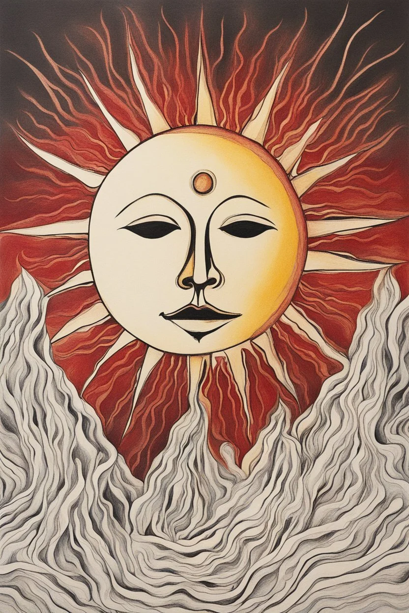 Abstract drawing of sun and blood