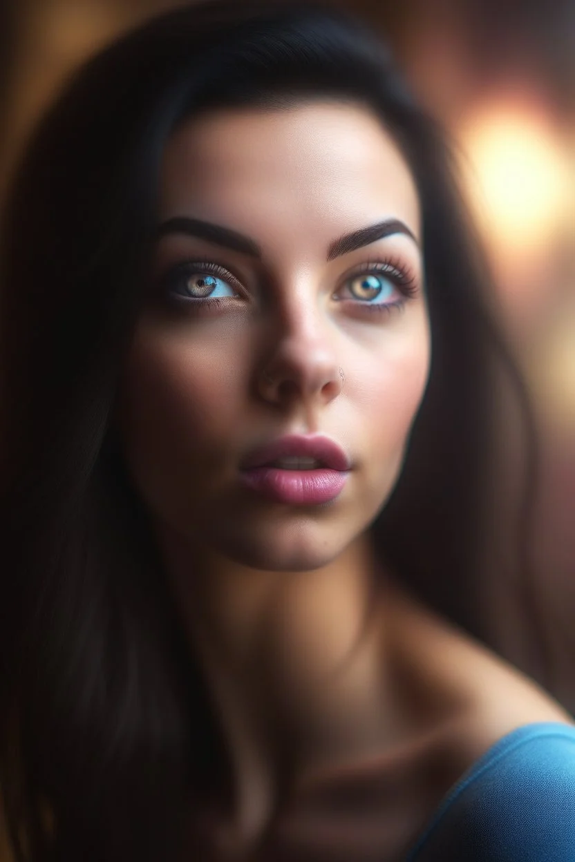 a cute brunette that stares at us like we are the prettiest she has ever seen, its such a perfect day, motion blur, smoke, 8k, downlight, soft light, depth of field, photorealism, trending on art station, lotsa detail