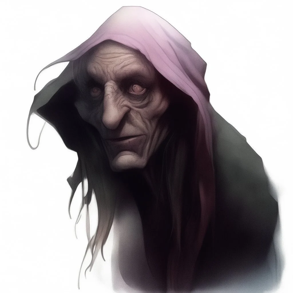 dnd, night hag, illustration, water colour, artstation, portrait, head, old, ugly, big nose, disgusting