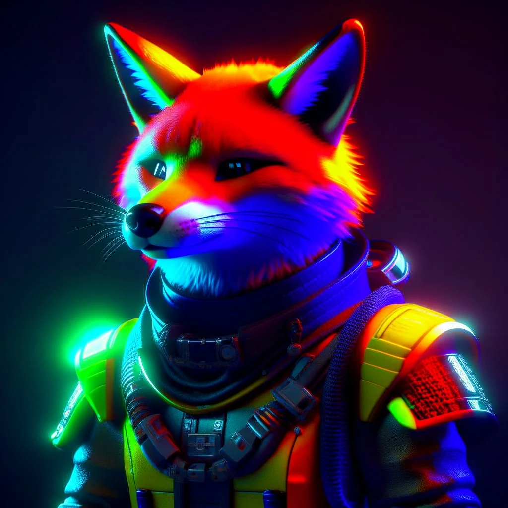 Anthropomorphic fox in a high-definition 8K ninja suit