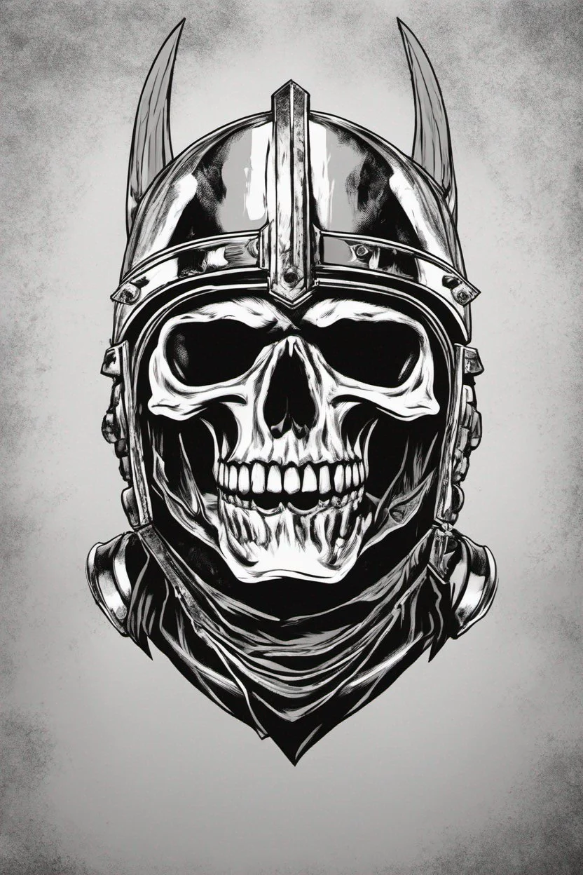 WARRIOR skull helmet, comic style, portrait