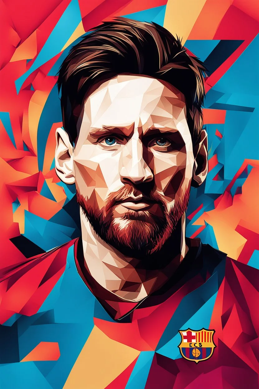 Craft logo with showing messi, cubism style