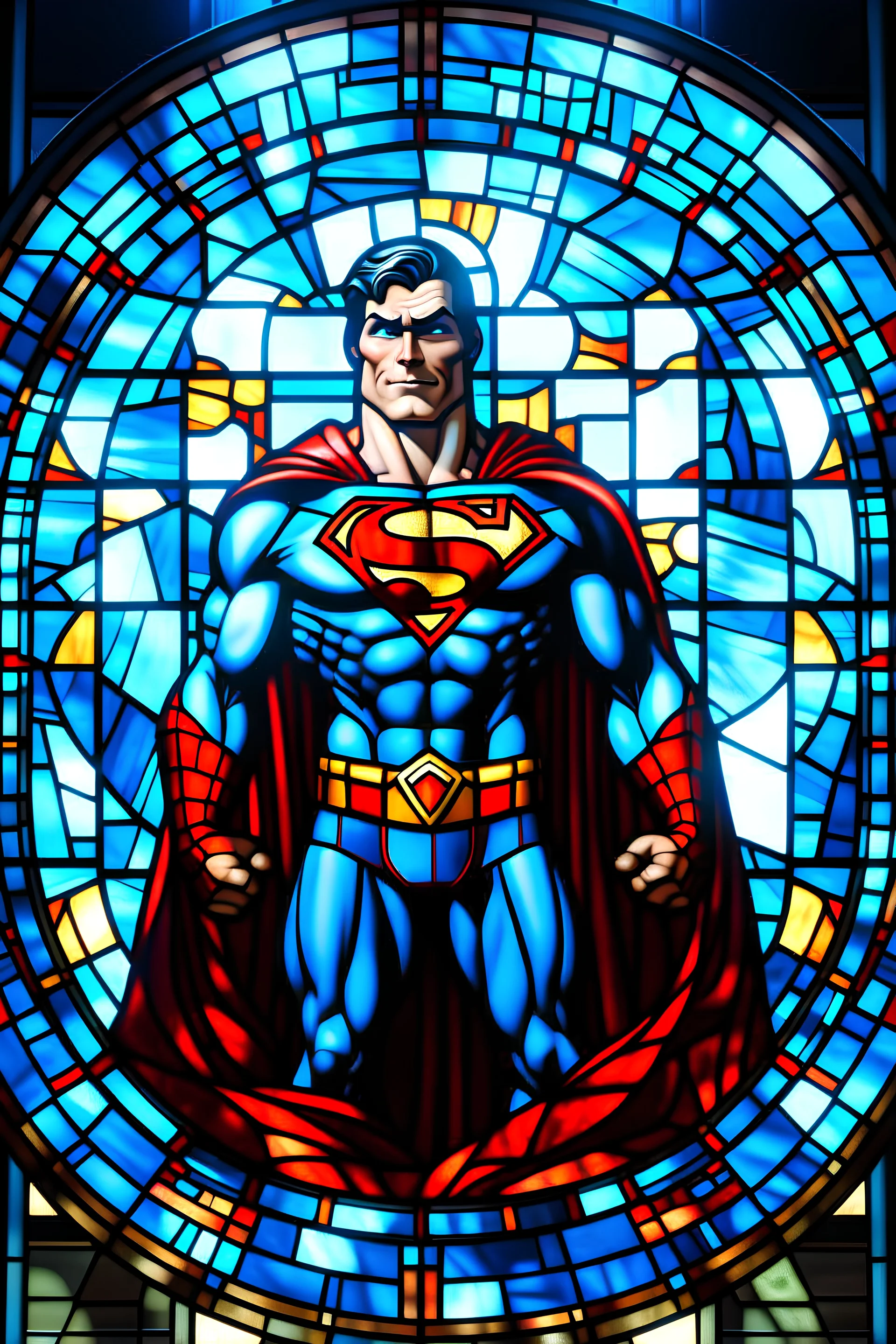 Superman stained glass