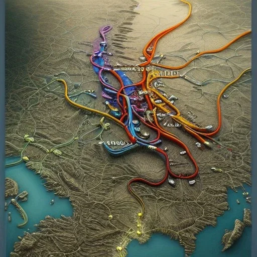 colored pins positioned throughout a map, roads and highways, desaturated colored map, highly detailed, intricate design, smooth, realistic render, Artstation, smooth, sharp focus, illustration, artgerm, tomasz alen kopera, peter mohrbacher, donato giancola, joseph christian leyendecker, wlop, boris vallejo