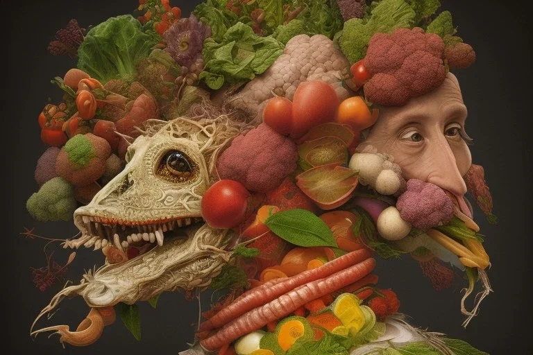 Doghead with vegetables like Arcimboldo