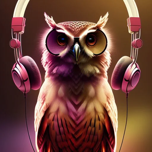 Illustrative sketch of a humanoid owl in music with headphones, full body, ultra quality, hyper detailed, graffiti, concept art, 8k