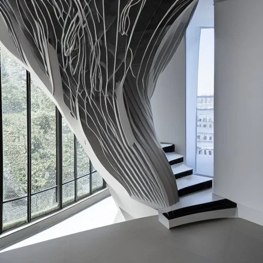 10 Grenelle, biomorphic structure , stunning staircase which serves as the centerpiece of the scheme,bioluminescence, centrepiece,France, interior design, Les Echos, Le Parisien, LVMH, media division, minimalist, office environment, parametric sculpture, Paris, refined details, white marbles statures backround , masterpiece of Ora Ito