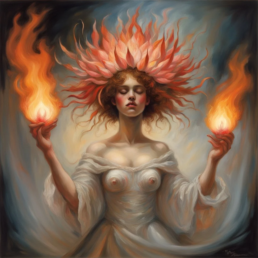 Flaming protea dance.. Modifiers: fantasy ethereal fantastic view crisp quality Dante Gabriel Rossetti Gustav Klimt dreamy Francisco Goya Epic Steve Hanks translucent Stephen Gammell Esao Andrews enchanting Serge Marshennikov Camille rose Garcia August Malmstrom Giovanni di Paolo