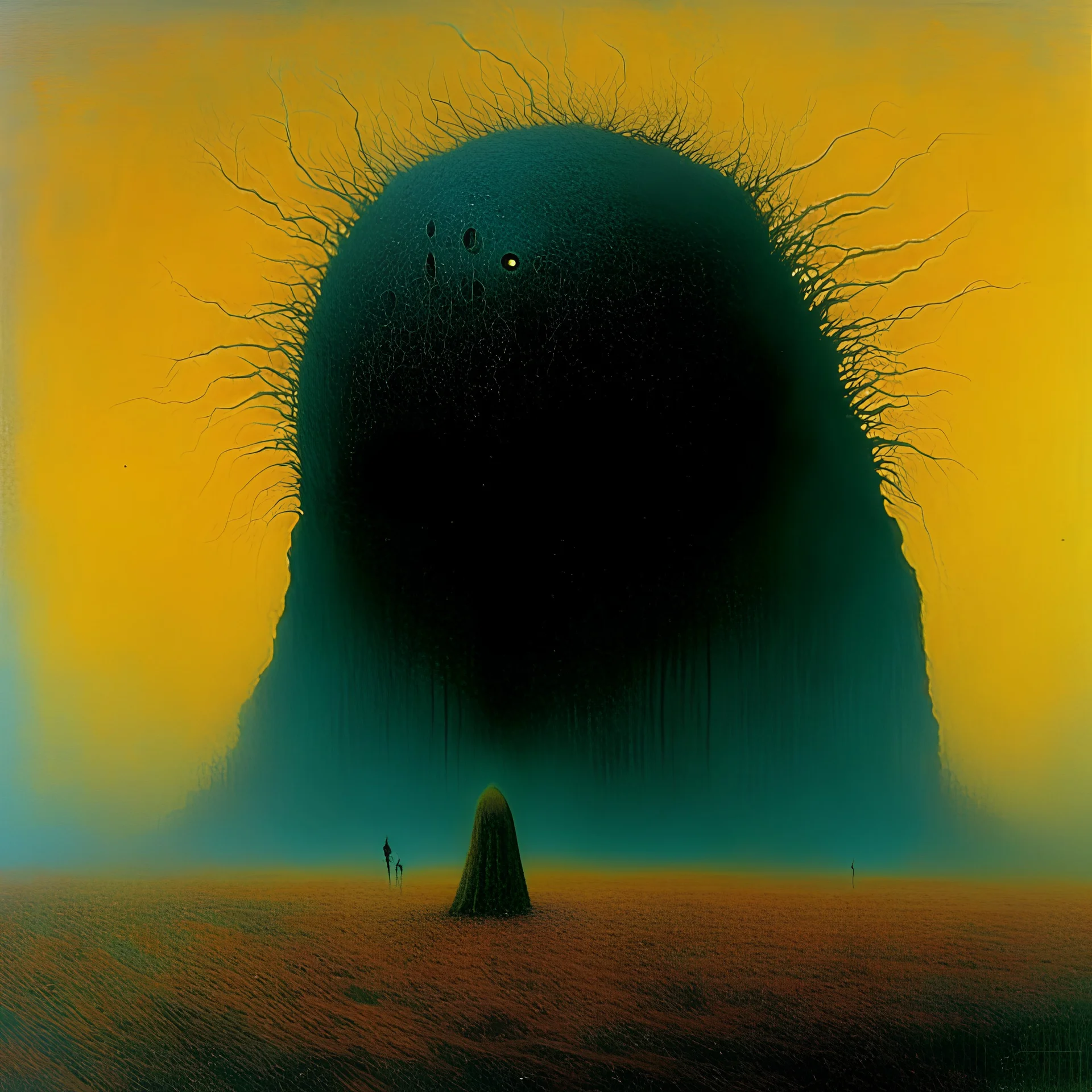 frighteningly creepy, Experimental Gene-splicing doublespeak hogwash, makes no sense non-sequitur Noir, sinister, by Zdzislaw Beksinski and Pawel Kuczynski