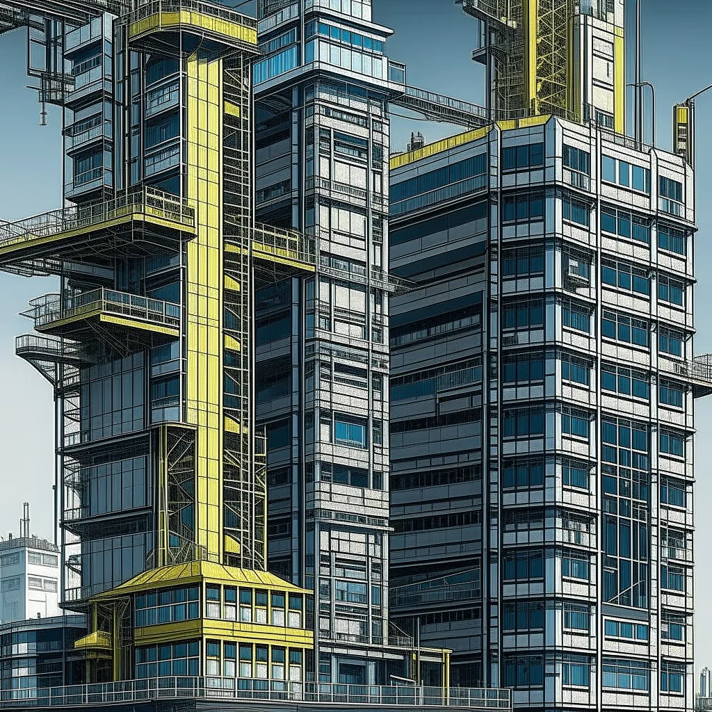 cyberpunk retro futuristic construction for comics