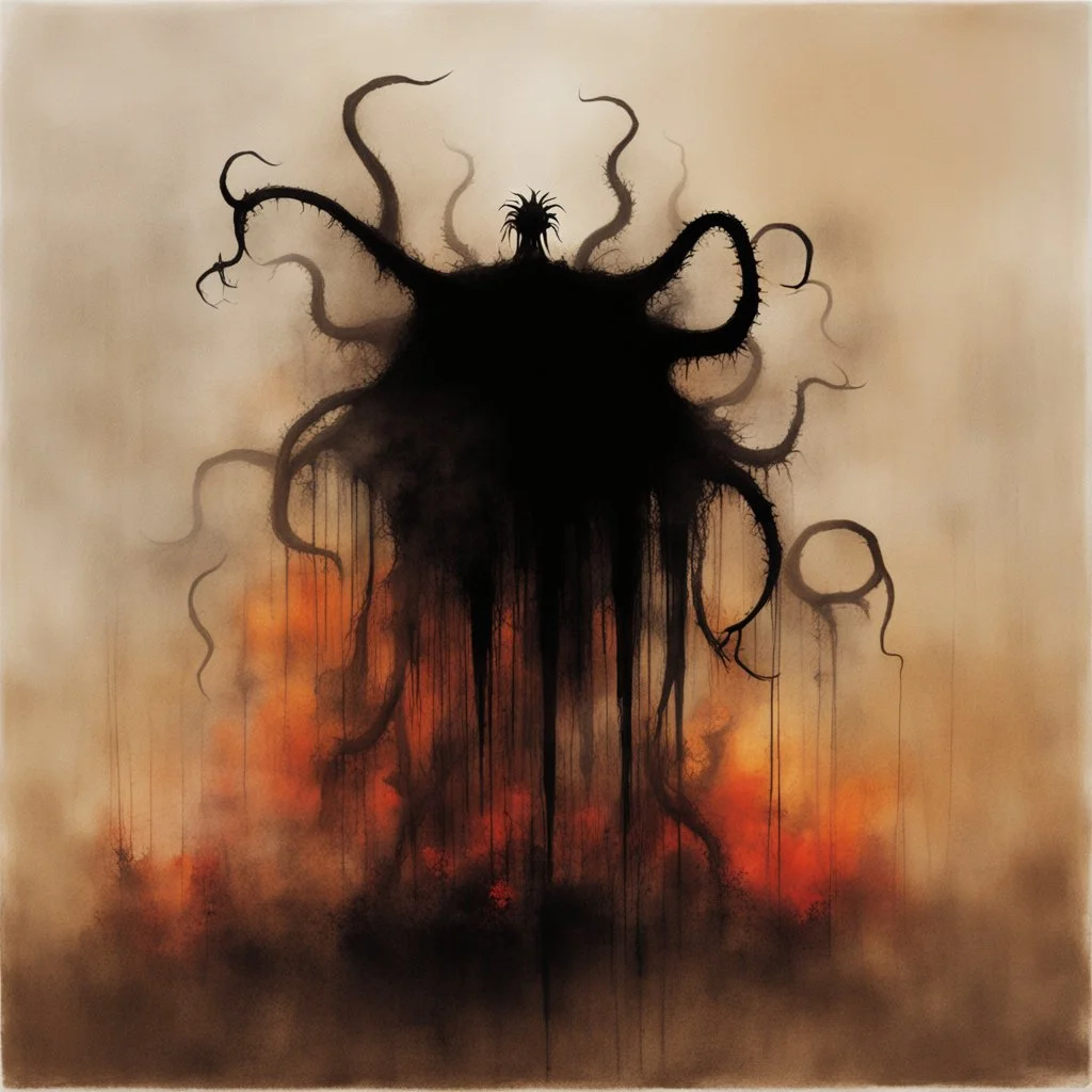 Liminal lovecraftian Abominations, by Stephen Gammell and Don Hertzfeldt and Pejac, warm colors, stylish, unsettling horror art, vestiges of horror, dark shines war, guided by N(t)=N0​⋅e−kt