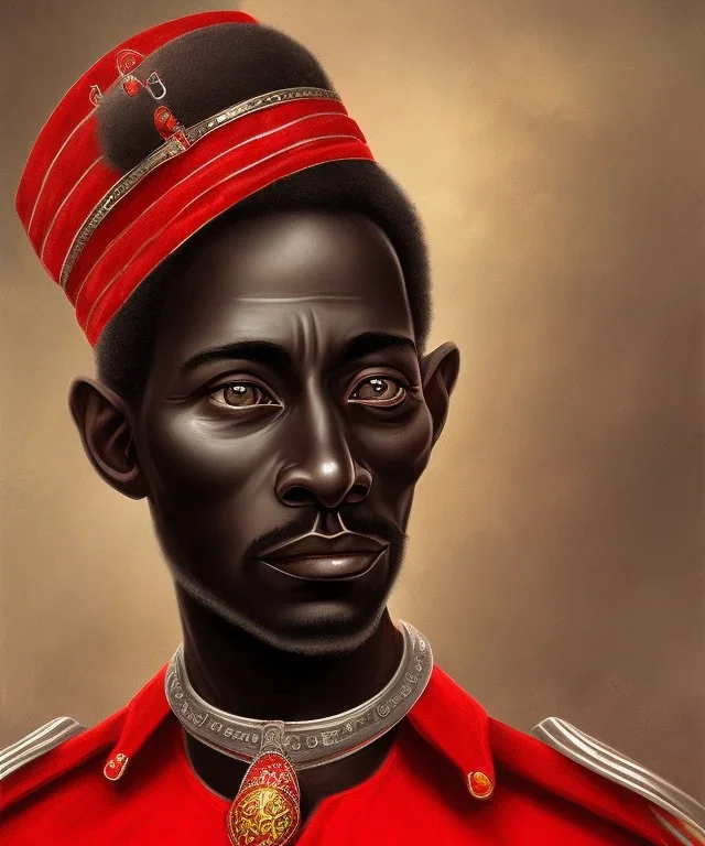 Negro Felipe, african slave, red uniform, red headband