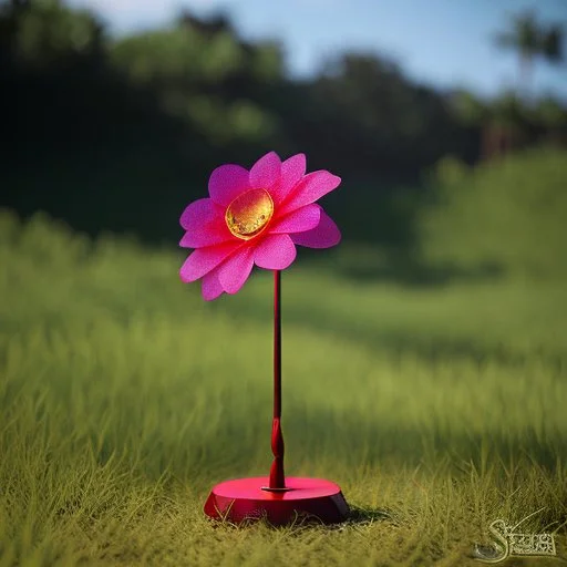 Surreal Waiizii Flower under a glass sculpture unbrella, Art by Joshy Sly,