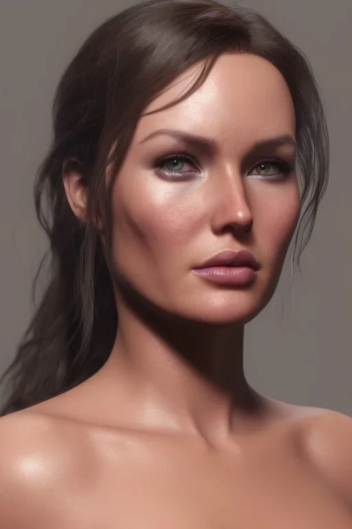 camilla luddington face, lara croft clothes, portrait busty and face, light effects, particles, explosion fire,