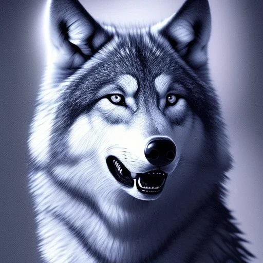 wolf, blue, cinematic lighting, sharp focus, hyperrealism, 8K, masterpiece, expert