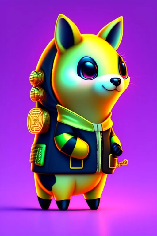 Close-up Portrait of a cool animation crypto animal character, cute, witty, striking and one of a kind, 2d