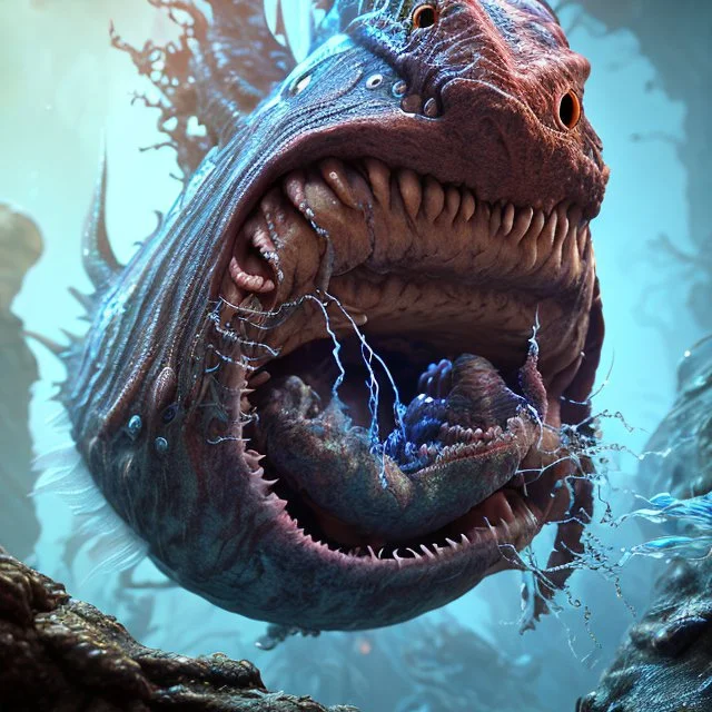 fluid ink angler fish creature, unreal engine 5, 8k resolution, photorealistic, ultra detailed