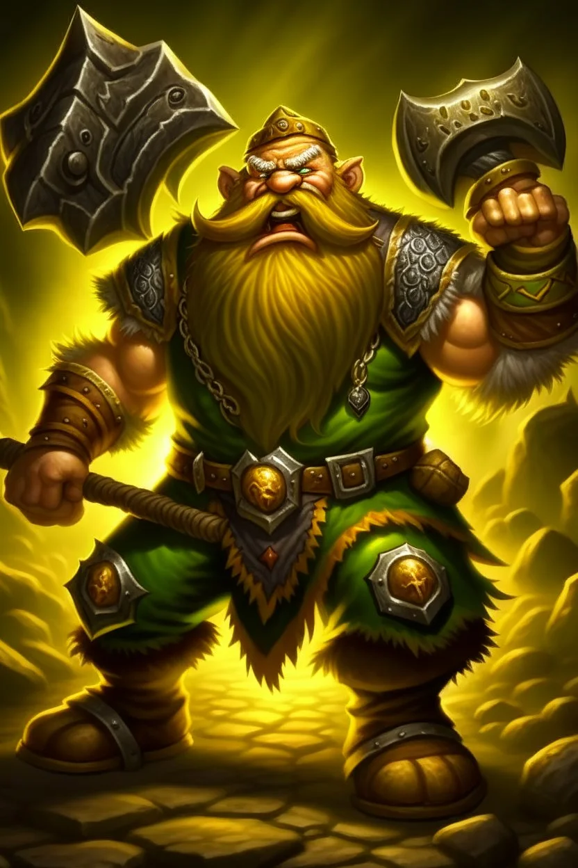 dwarf savage angry axes cleaver attack striking swinging chopping dual wielding two weapons mad consumed warcraft war knight soldier strong attacking furious wrath small silly fighter brawler strong