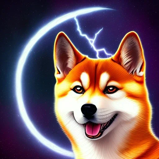 3rd eye shiba inu, with lightning eyes